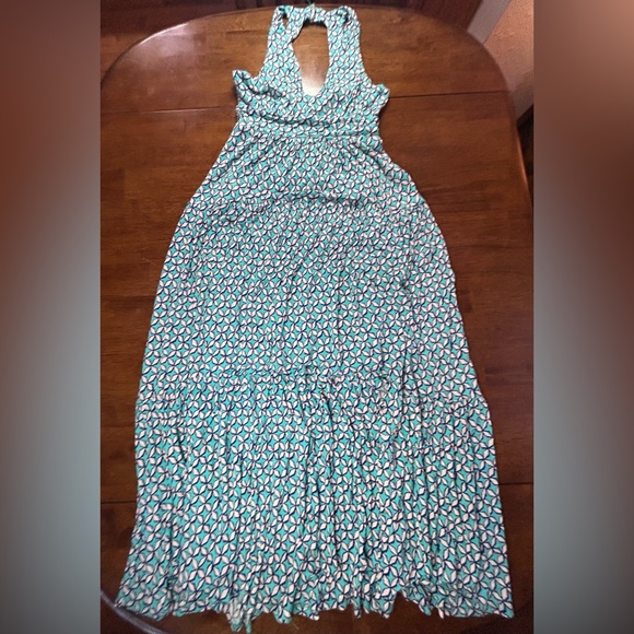 Anthropologie Maeve Mabel Tiered Maxi Dress Blue Motif Womens XSP - Picture 2 of 9